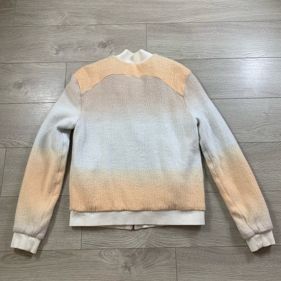 Anthropologie Paper Crown Fuzzy Ombré Bomber Jacket - Picture 6 of 12
